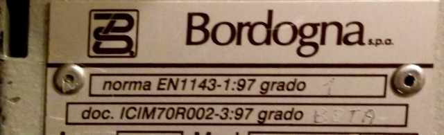 Сейф Bordogna EN1143. Класс взломостойкости Евро1