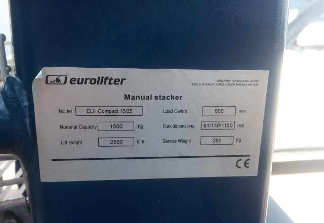 Штабеллер гидравлический ручной Eurolifter