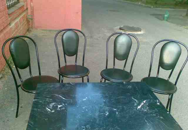 Стол с мраморной столешницей + 4 стула