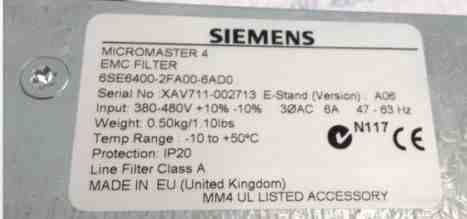 Siemens micromaster 4 EMC Filter накладной