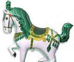 Шар (39" /99 см) Фигура, Лошадь карусельная, Зелен