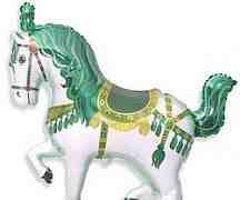 Шар (39" /99 см) Фигура, Лошадь карусельная, Зелен